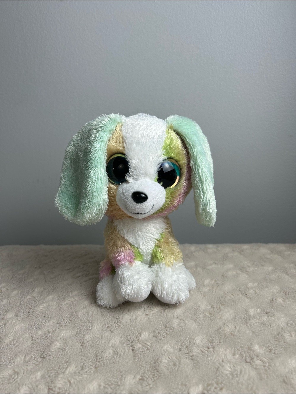 Lumo Stars Rainbow Puppy Dog Plush Stuffed Animal Green White Pastel Pink